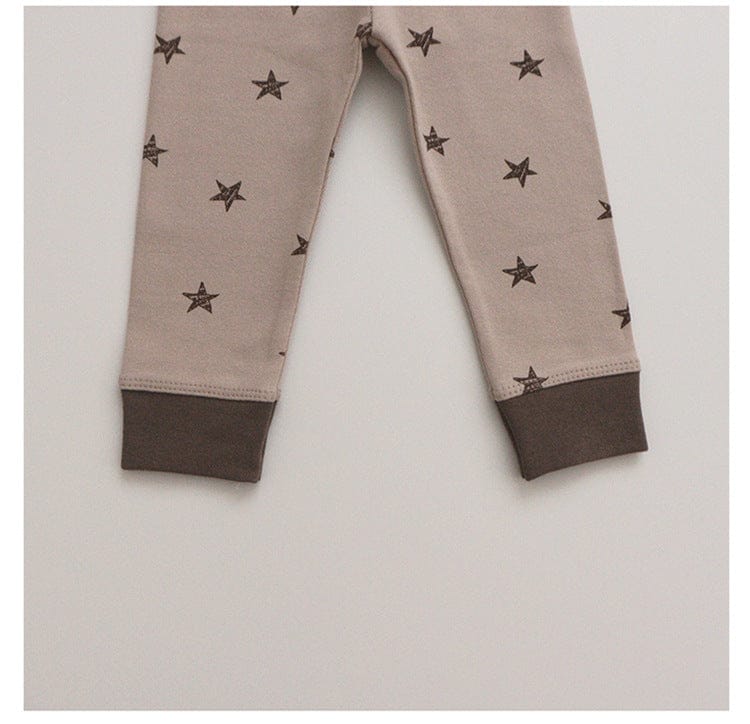 ロンパースセットアップ 月ムーン/星スタープリント長袖ボディスーツ+パンツ/とんがりキャップ帽子【mh0010750】