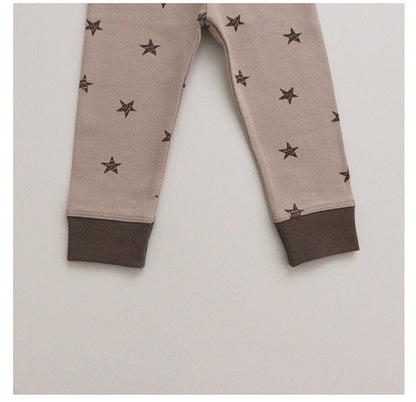 ロンパースセットアップ 月ムーン/星スタープリント長袖ボディスーツ+パンツ/とんがりキャップ帽子【mh0010750】