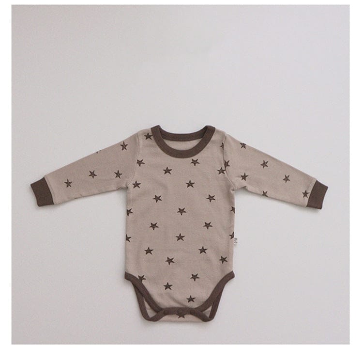 ロンパースセットアップ 月ムーン/星スタープリント長袖ボディスーツ+パンツ/とんがりキャップ帽子【mh0010750】