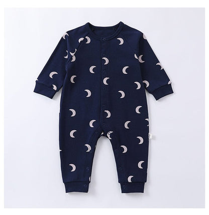 長袖ロンパース ムーン/ドッグプリント長袖ロンパース【mh0010752】