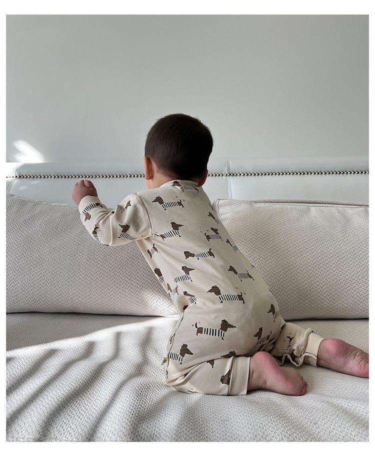 長袖ロンパース ムーン/ドッグプリント長袖ロンパース【mh0010752】