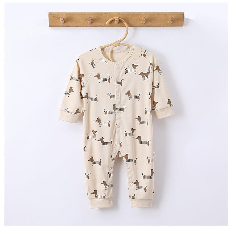 長袖ロンパース ムーン/ドッグプリント長袖ロンパース【mh0010752】