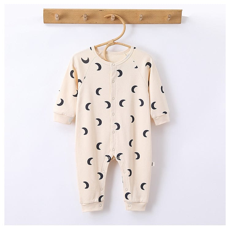 長袖ロンパース ムーン/ドッグプリント長袖ロンパース【mh0010752】