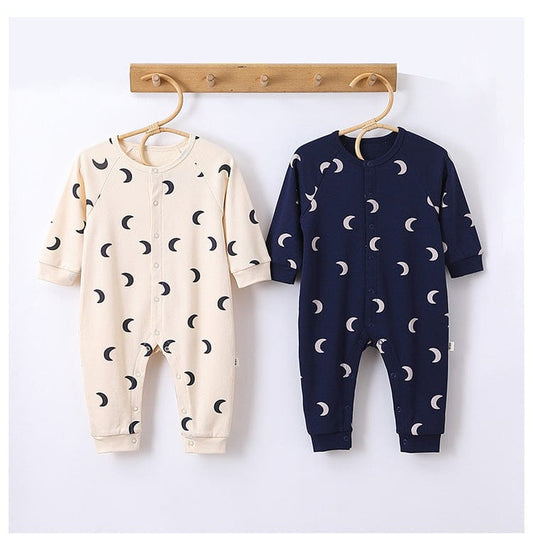 長袖ロンパース ムーン/ドッグプリント長袖ロンパース【mh0010752】