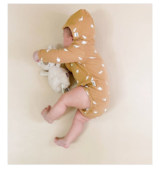 ロンパースセットアップ ダイナソー/ムーン/フラワープリント長袖ボディスーツ/ロングパンツ【mh0010754】