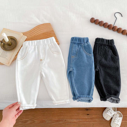 ロングパンツ・スウェットパンツ デニムパンツウエストゴム長ズボンシンプルボトムス【mh0010917】