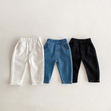 ロングパンツ・スウェットパンツ デニムパンツウエストゴム長ズボンシンプルボトムス【mh0010917】