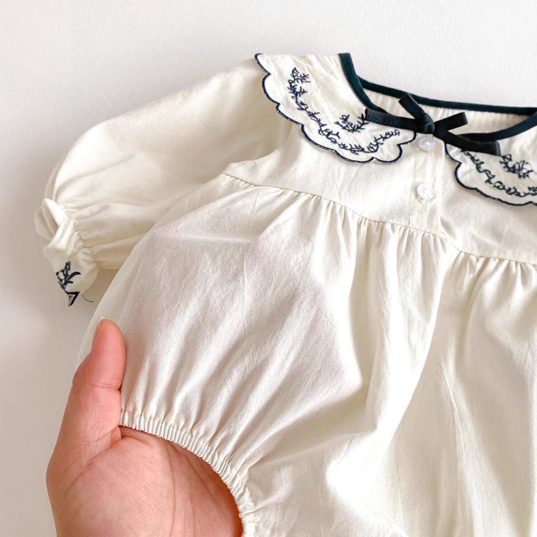 長袖ロンパース 刺繍レースフリル襟長袖ロンパース【mh0010926】