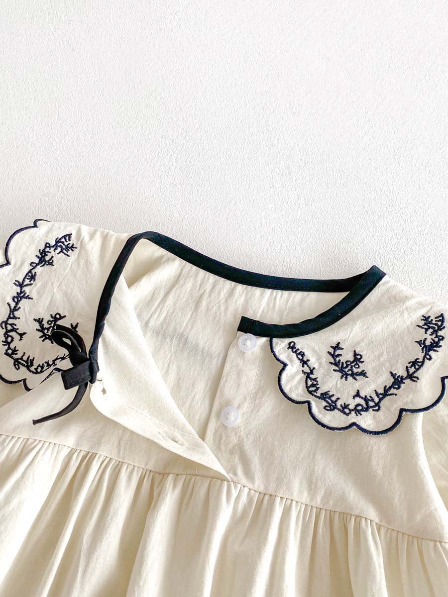 長袖ロンパース 刺繍レースフリル襟長袖ロンパース【mh0010926】