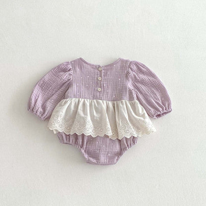 長袖ロンパース レースエプロンドッキング長袖ロンパース【mh0010927】