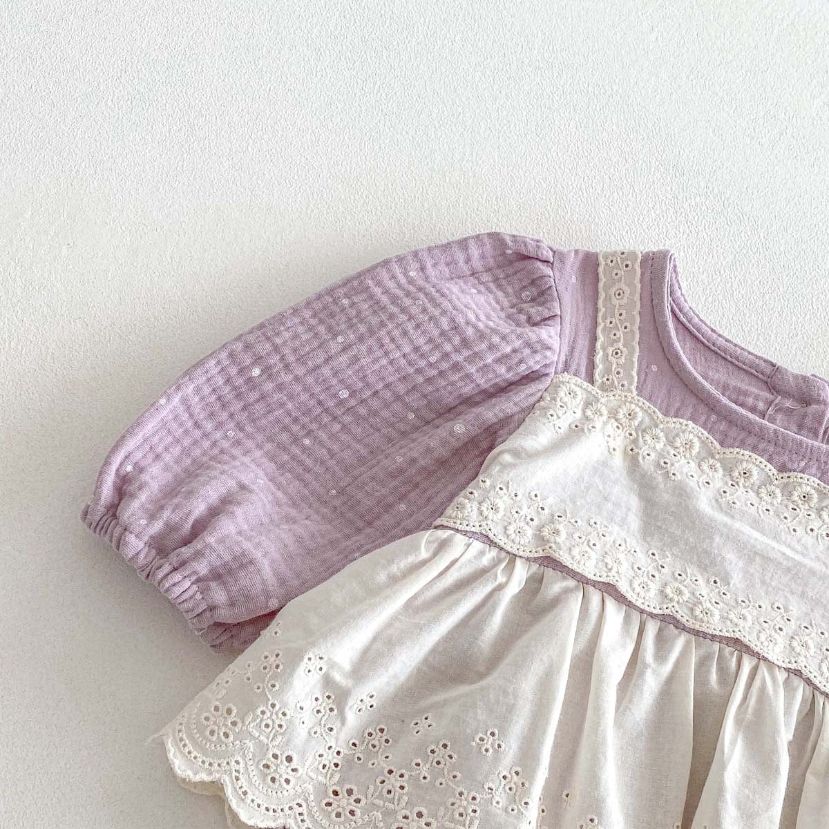 長袖ロンパース レースエプロンドッキング長袖ロンパース【mh0010927】