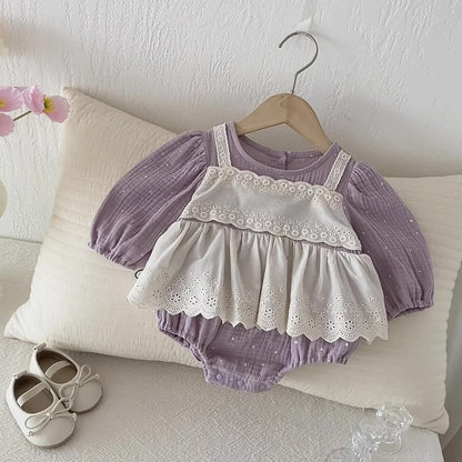 長袖ロンパース レースエプロンドッキング長袖ロンパース【mh0010927】