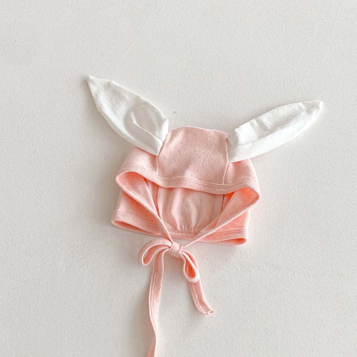 長袖ロンパース ラッフル襟長袖ロンパース+うさ耳ボンネット帽子セット【mh0010932】