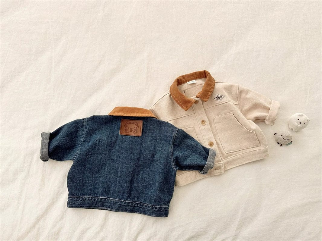 ショートコート・ジャケット・ジャンパー バイカラー襟付き長袖デニムジャケット コットンジャケット【mh0011017】