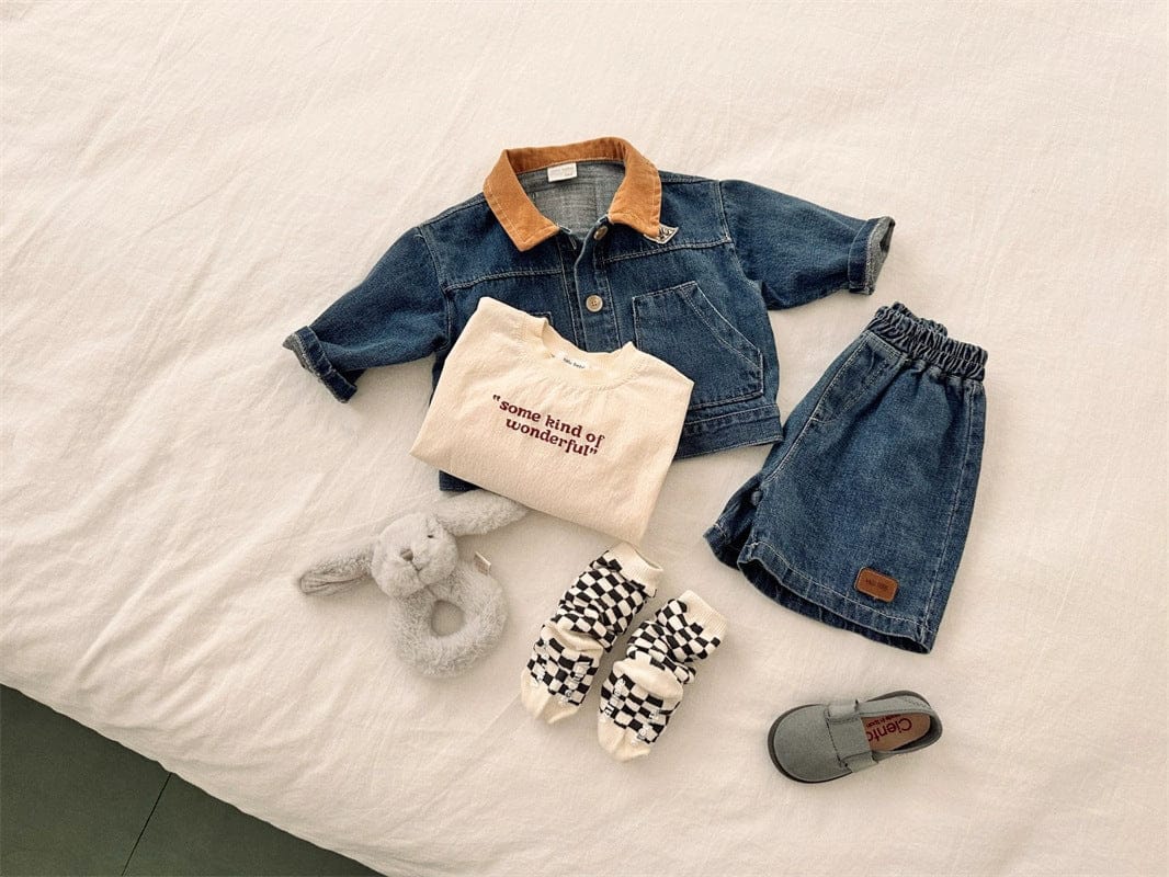 ショートコート・ジャケット・ジャンパー バイカラー襟付き長袖デニムジャケット コットンジャケット【mh0011017】