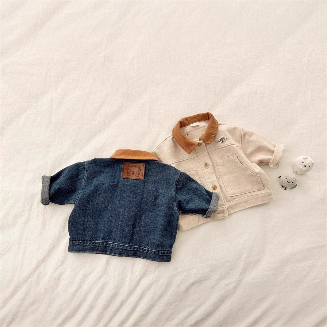 ショートコート・ジャケット・ジャンパー バイカラー襟付き長袖デニムジャケット コットンジャケット【mh0011017】