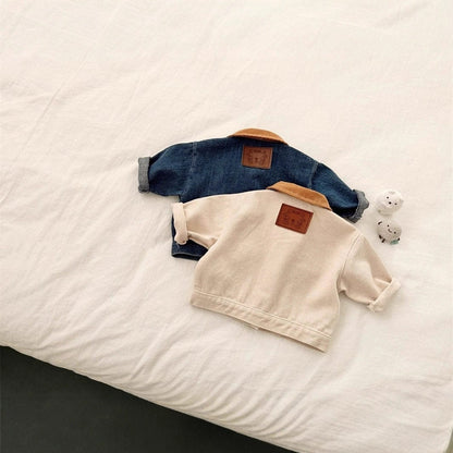 ショートコート・ジャケット・ジャンパー バイカラー襟付き長袖デニムジャケット コットンジャケット【mh0011017】