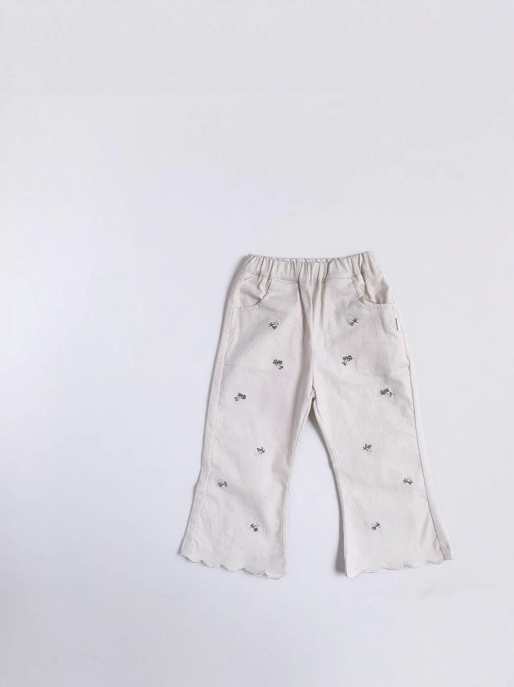 ロングパンツ・スウェットパンツ フラワー刺繍裾メロウフレアパンツ ワイドパンツ【mh0011018】