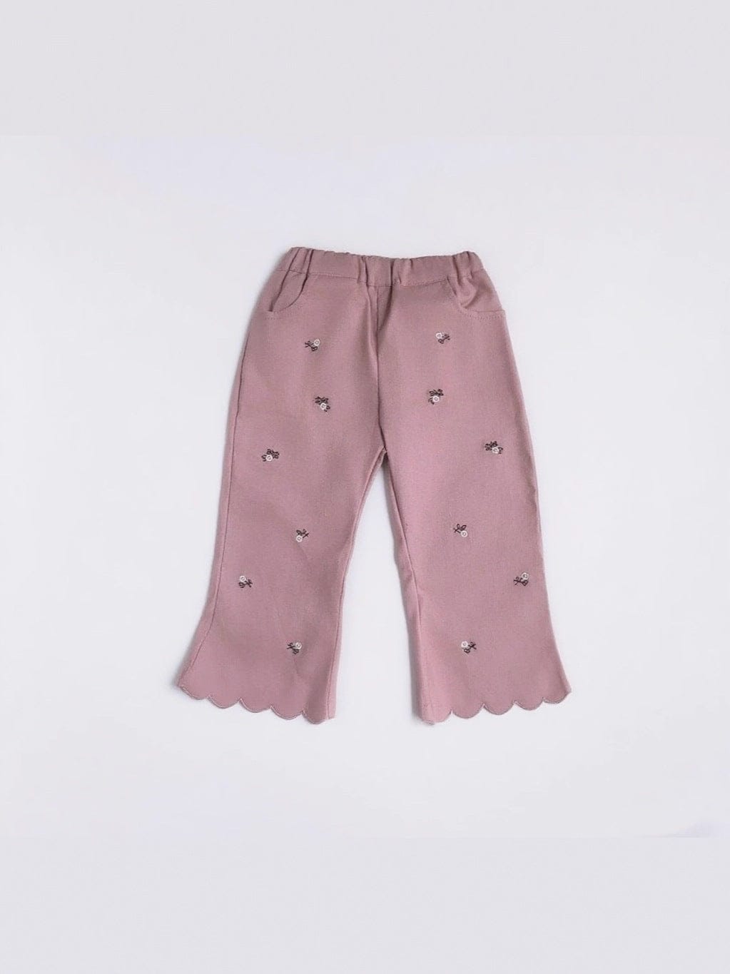 ロングパンツ・スウェットパンツ フラワー刺繍裾メロウフレアパンツ ワイドパンツ【mh0011018】