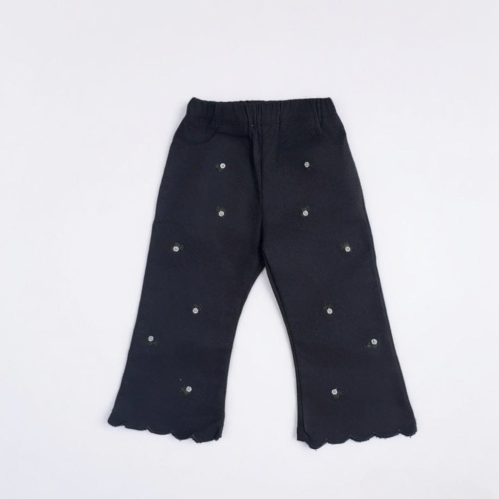 ロングパンツ・スウェットパンツ フラワー刺繍裾メロウフレアパンツ ワイドパンツ【mh0011018】