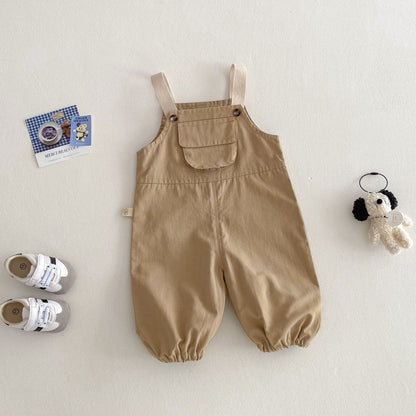 オーバーオール バイカラーサスペンダーフラップポケットポケット付きサロペット【mh0011022】