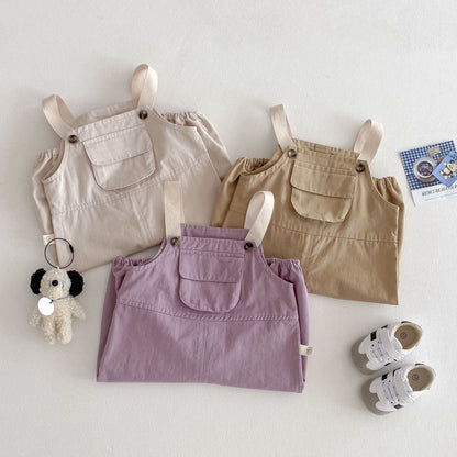 オーバーオール バイカラーサスペンダーフラップポケットポケット付きサロペット【mh0011022】