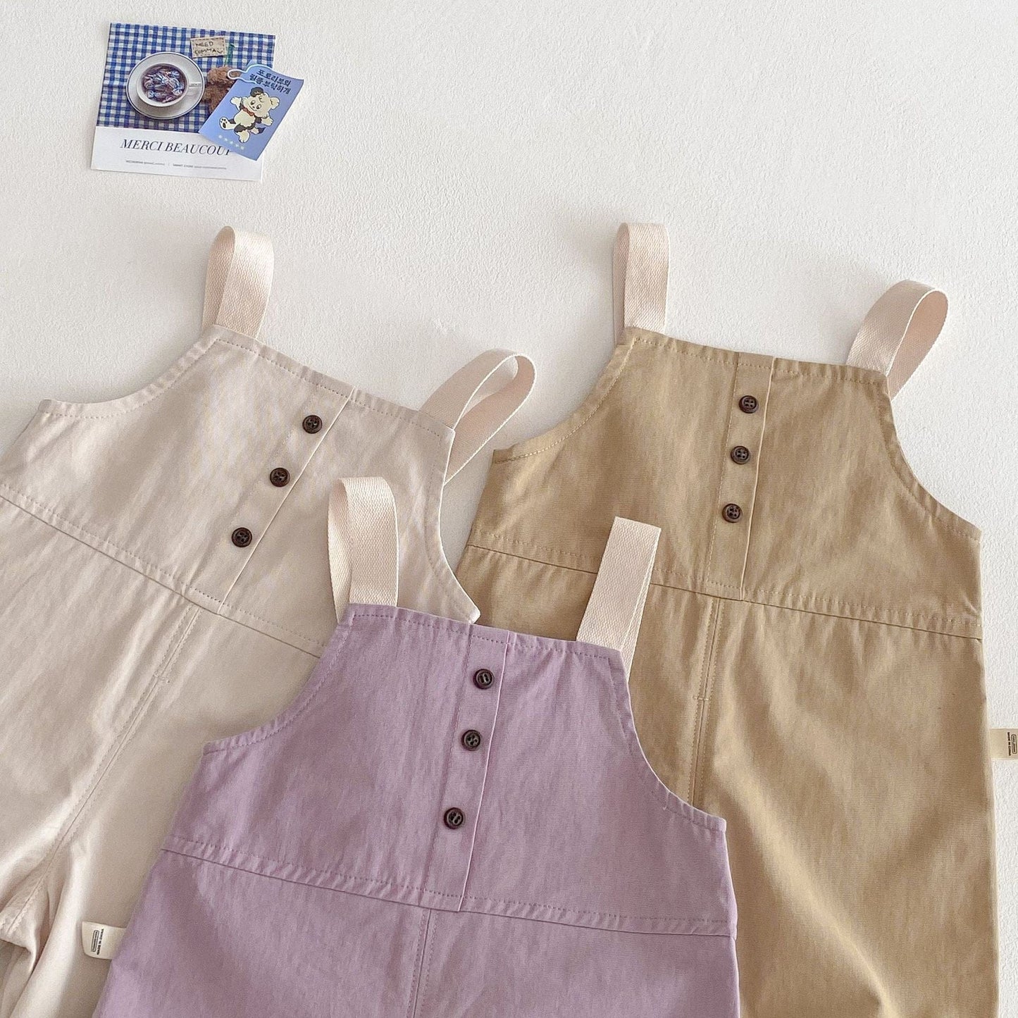 オーバーオール バイカラーサスペンダーフラップポケットポケット付きサロペット【mh0011022】