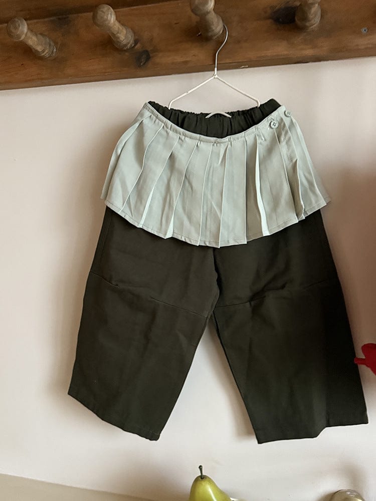 ロングパンツ・スウェットパンツ ワイドシルエットロングパンツ+プリーツスカートセットアップ【mh0011025】