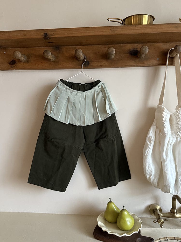 ロングパンツ・スウェットパンツ ワイドシルエットロングパンツ+プリーツスカートセットアップ【mh0011025】