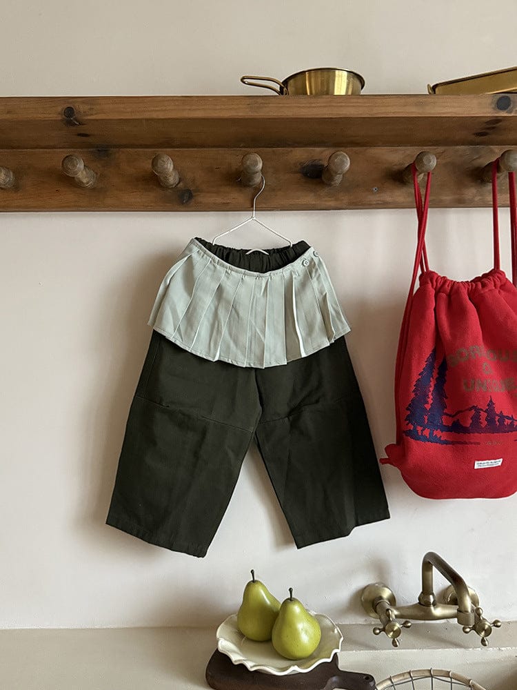 ロングパンツ・スウェットパンツ ワイドシルエットロングパンツ+プリーツスカートセットアップ【mh0011025】