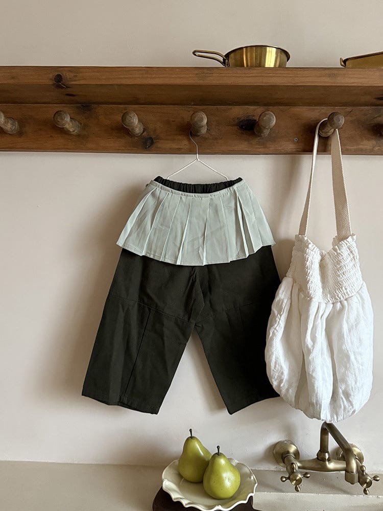 ロングパンツ・スウェットパンツ ワイドシルエットロングパンツ+プリーツスカートセットアップ【mh0011025】