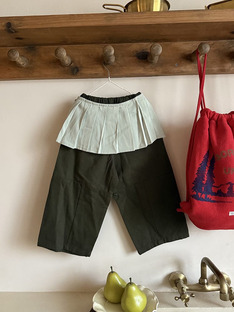 ロングパンツ・スウェットパンツ ワイドシルエットロングパンツ+プリーツスカートセットアップ【mh0011025】