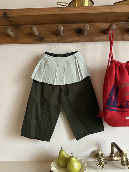 ロングパンツ・スウェットパンツ ワイドシルエットロングパンツ+プリーツスカートセットアップ【mh0011025】