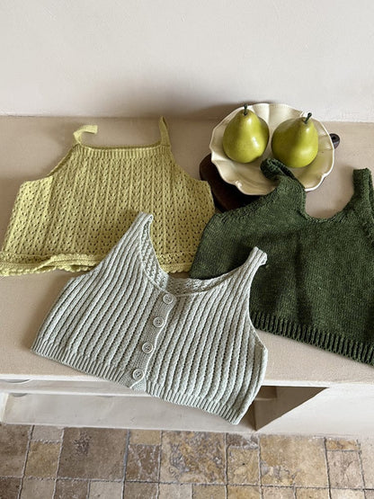 ベスト フロントボタンクロップドニットベスト【mh0011026】