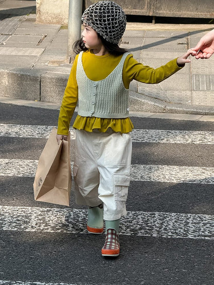 ベスト フロントボタンクロップドニットベスト【mh0011026】