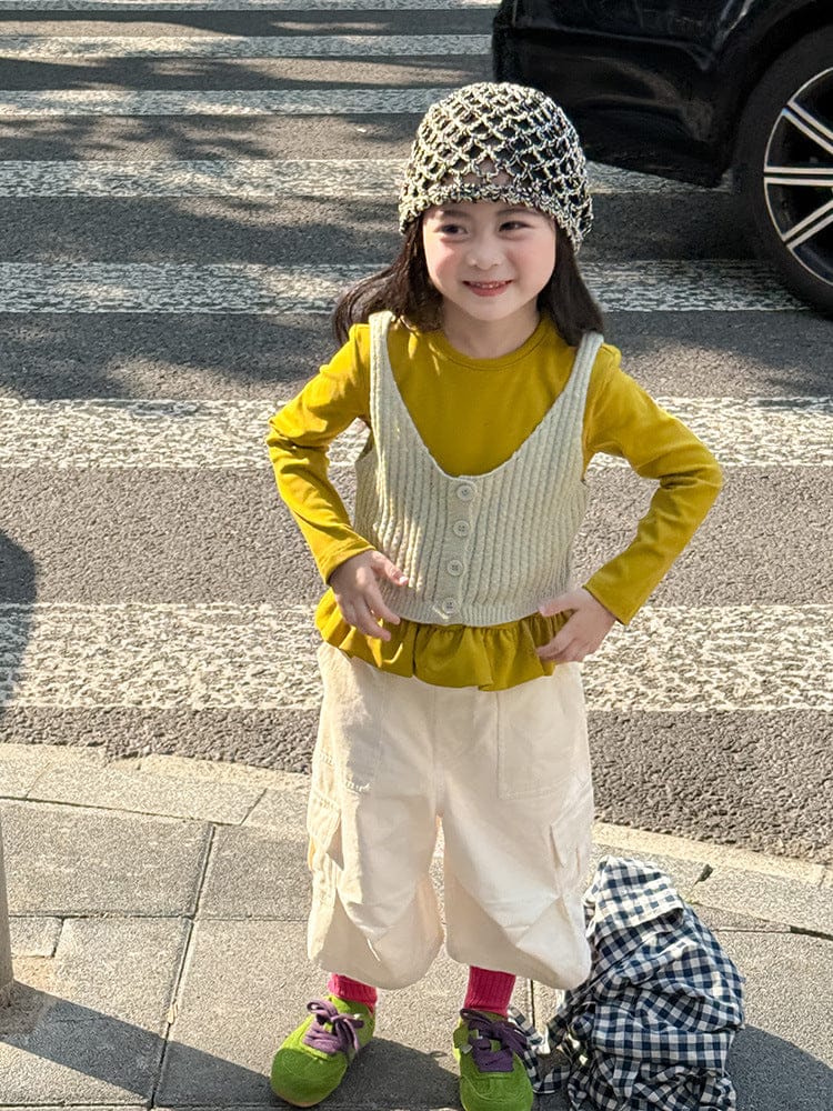 ベスト フロントボタンクロップドニットベスト【mh0011026】