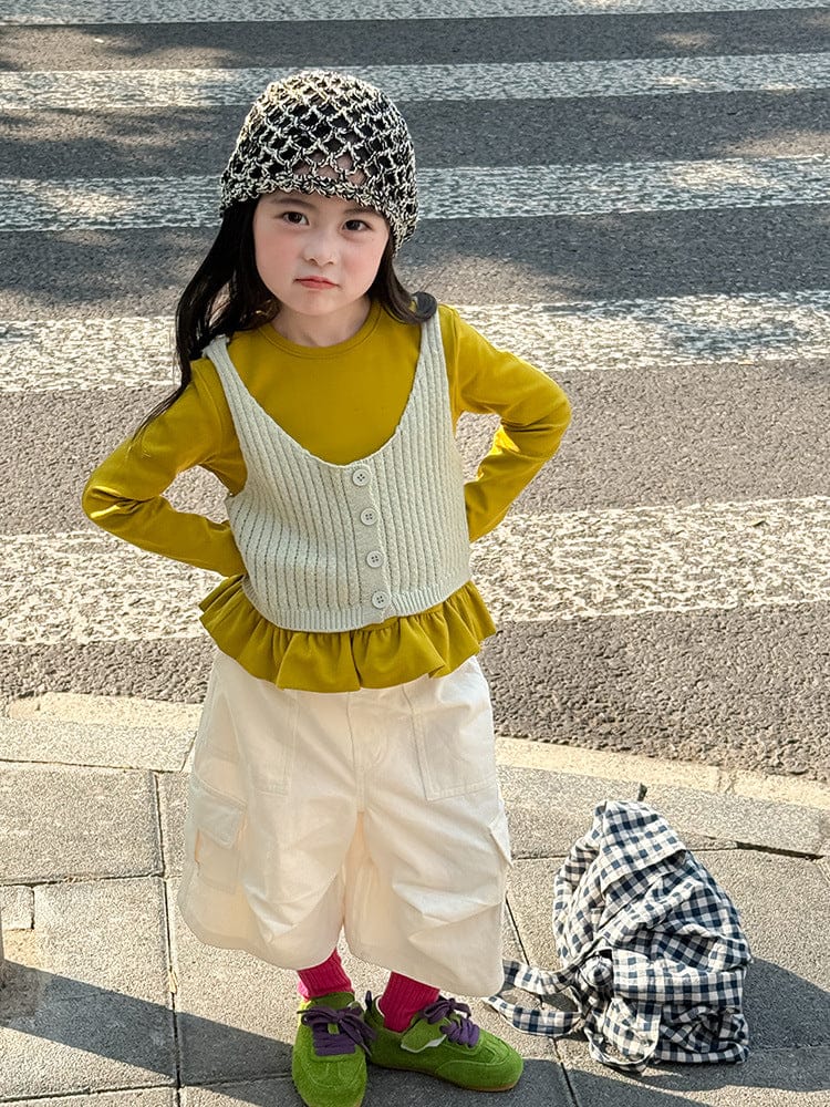 ベスト フロントボタンクロップドニットベスト【mh0011026】