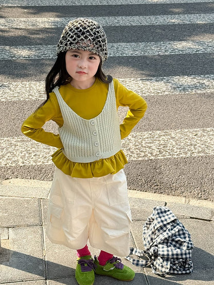 ベスト フロントボタンクロップドニットベスト【mh0011026】