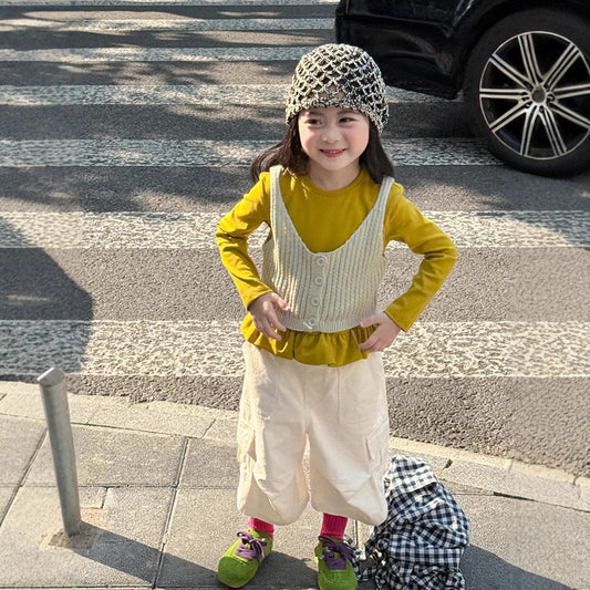 ベスト フロントボタンクロップドニットベスト【mh0011026】