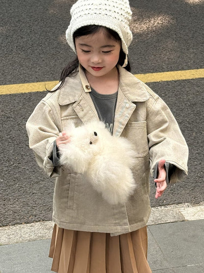 ショートコート・ジャケット・ジャンパー シンプル襟付きジャケットコート【mh0011032】