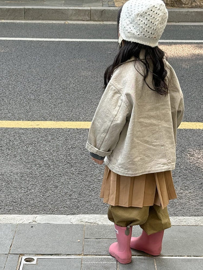 ショートコート・ジャケット・ジャンパー シンプル襟付きジャケットコート【mh0011032】