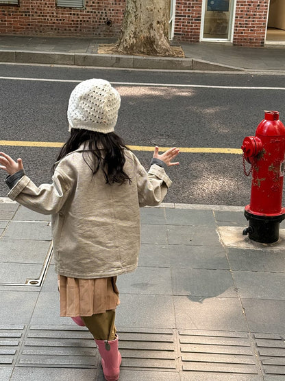 ショートコート・ジャケット・ジャンパー シンプル襟付きジャケットコート【mh0011032】