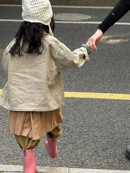 ショートコート・ジャケット・ジャンパー シンプル襟付きジャケットコート【mh0011032】