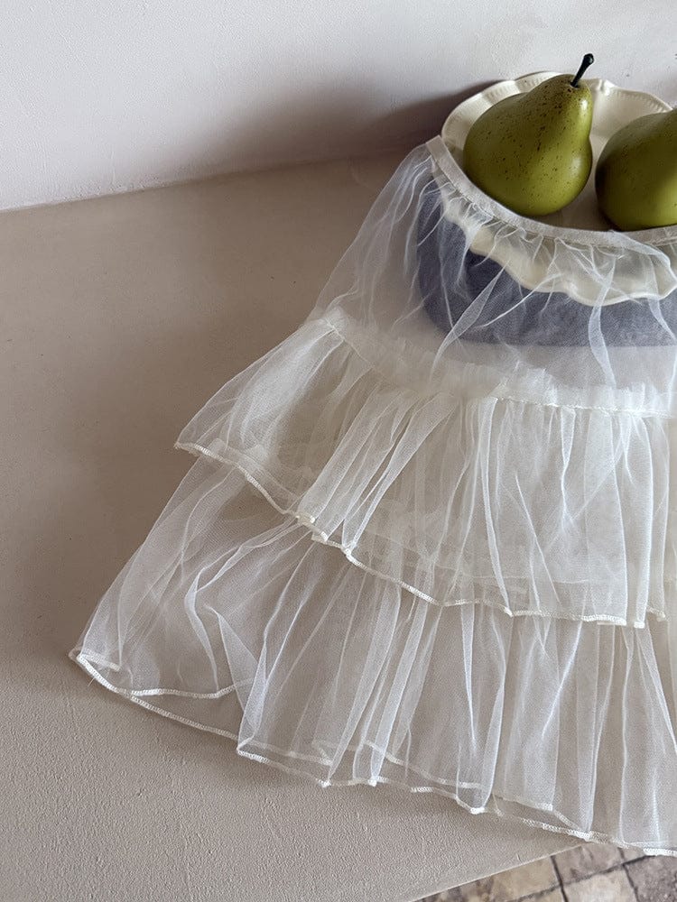 スカート チュールレース重ね着ティアードケーキスカート【mh0011033】