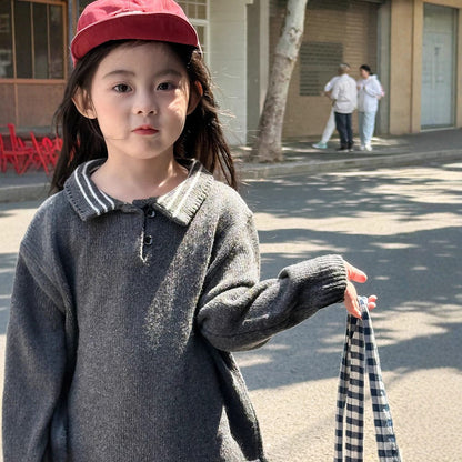 長袖シャツ・ブラウス ポロ襟長袖ニットセータートップス【mh0011035】