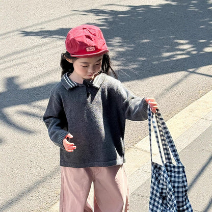 長袖シャツ・ブラウス ポロ襟長袖ニットセータートップス【mh0011035】