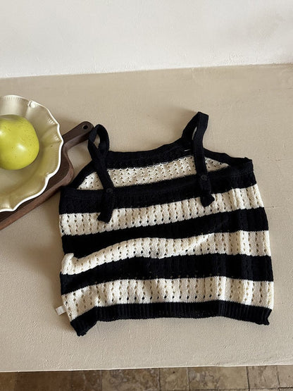 ベスト ボーダーレースニットキャミソールベスト【mh0011036】