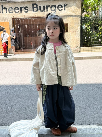 ショートコート・ジャケット・ジャンパー ノーカラータックふんわりジャケット【mh0011040】