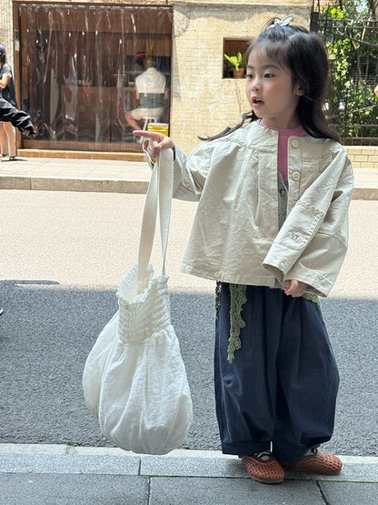 ショートコート・ジャケット・ジャンパー ノーカラータックふんわりジャケット【mh0011040】