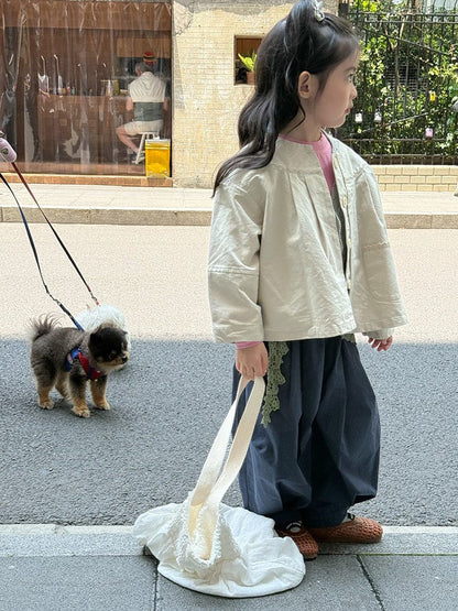 ショートコート・ジャケット・ジャンパー ノーカラータックふんわりジャケット【mh0011040】